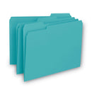 Smead Interior File Folders, 1/3-Cut Tabs: Assorted, Letter Size, 0.75" Expansion, Aqua, 100/Box