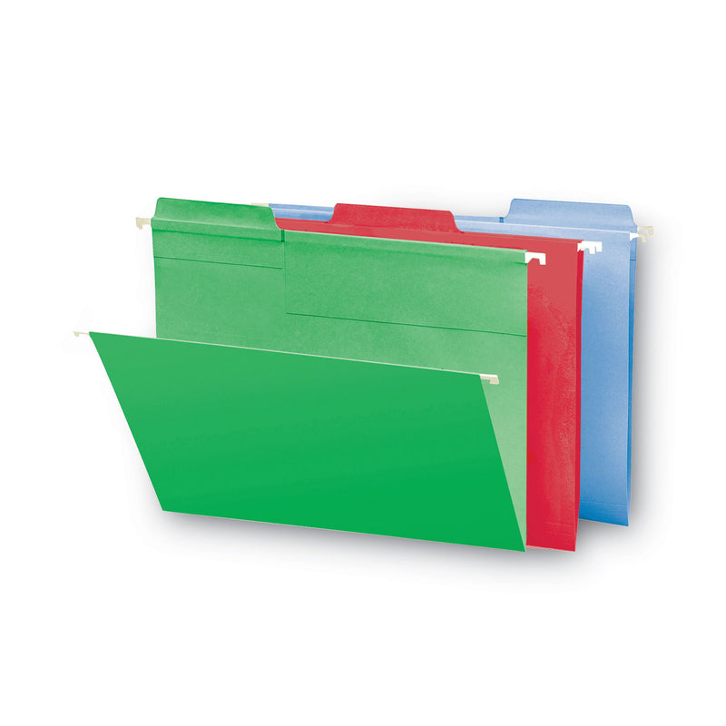 Smead FasTab Hanging Folders, Legal Size, 1/3-Cut Tabs, Assorted Colors, 18/Box