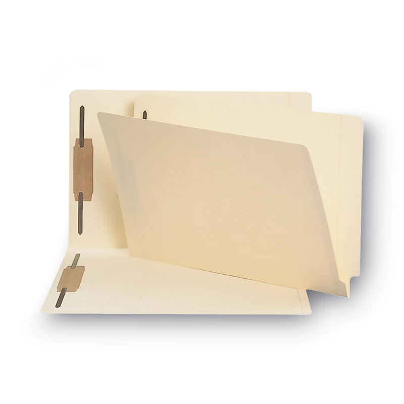 Smead Manila End Tab Fastener Folders with Reinforced Tabs, 14-pt Stock, 2 Fasteners, Legal Size, Manila Exterior, 50/Box