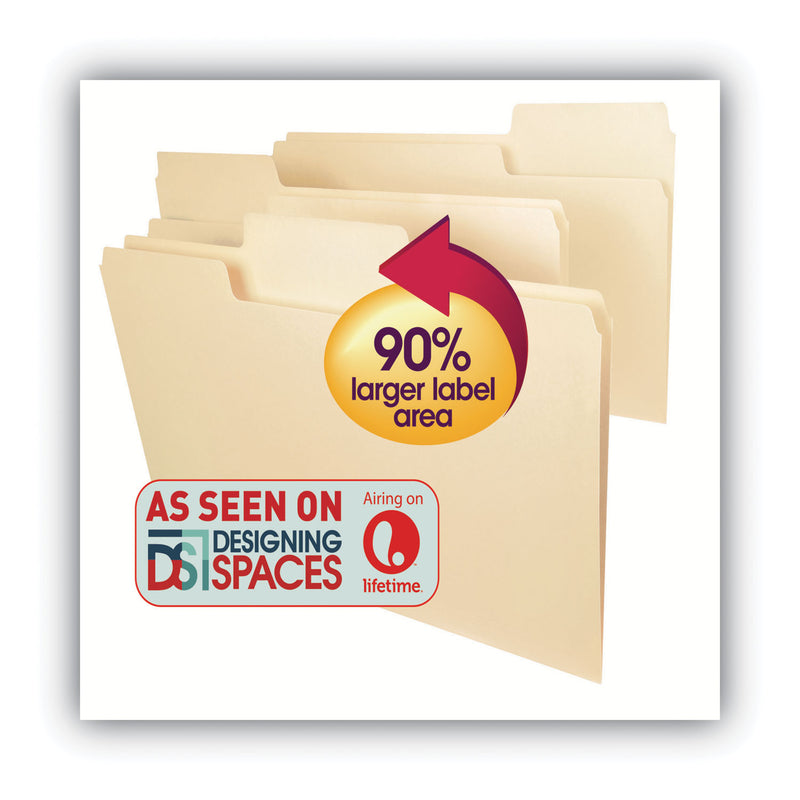 Smead SuperTab Top Tab File Folders, 1/3-Cut Tabs: Assorted, Legal Size, 0.75" Expansion, 14-pt Manila, 50/Box
