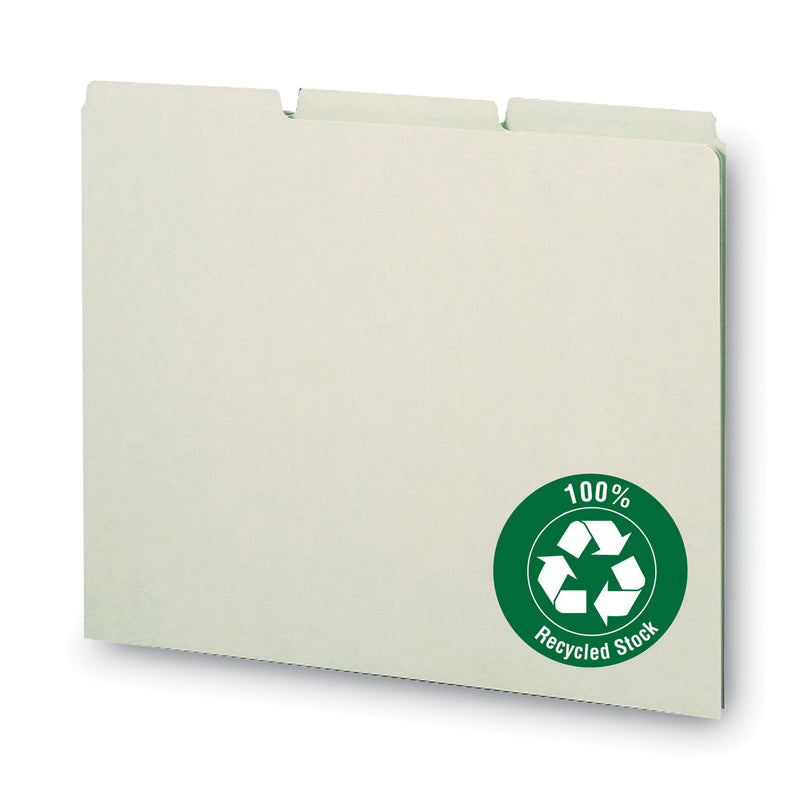 Smead Recycled Blank Top Tab File Guides, 1/3-Cut Top Tab, Blank, 8.5 x 11, Green, 100/Box