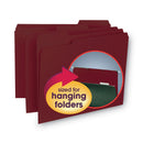 Smead Interior File Folders, 1/3-Cut Tabs: Assorted, Letter Size, 0.75" Expansion, Maroon, 100/Box