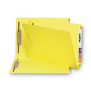 Smead Heavyweight Colored End Tab Fastener Folders, 2 Fasteners, Legal Size, Yellow Exterior, 50/Box
