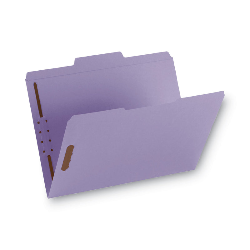 Smead Top Tab Colored Fastener Folders, 2 Fasteners, Letter Size, Lavender Exterior, 50/Box