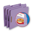 Smead Top Tab Colored Fastener Folders, 2 Fasteners, Letter Size, Lavender Exterior, 50/Box