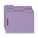 Smead Top Tab Colored Fastener Folders, 2 Fasteners, Letter Size, Lavender Exterior, 50/Box