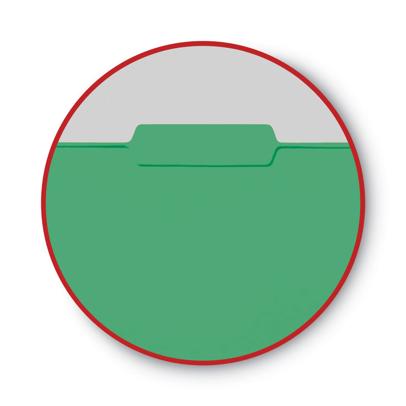 Smead Interior File Folders, 1/3-Cut Tabs: Assorted, Letter Size, 0.75" Expansion, Green, 100/Box