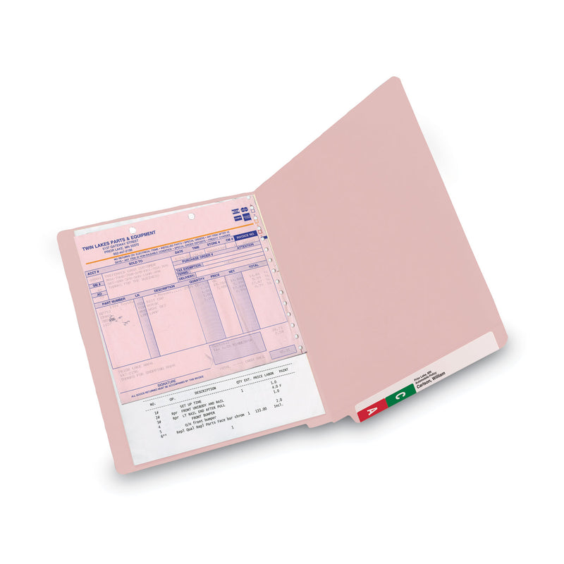 Smead Shelf-Master Reinforced End Tab Colored Folders, Straight Tabs, Letter Size, 0.75" Expansion, Pink, 100/Box