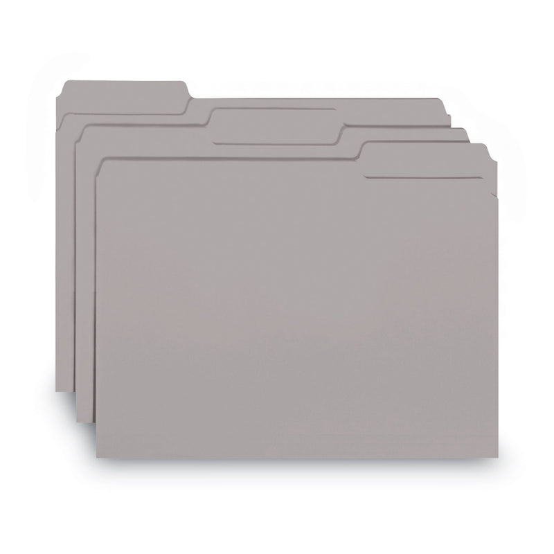 Smead Interior File Folders, 1/3-Cut Tabs: Assorted, Letter Size, 0.75" Expansion, Gray, 100/Box