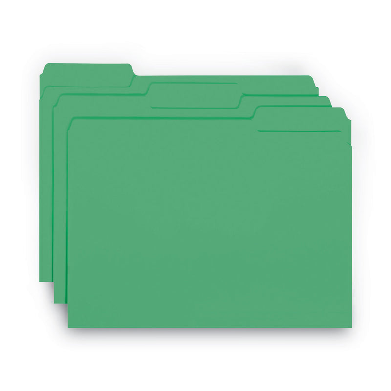 Smead Interior File Folders, 1/3-Cut Tabs: Assorted, Letter Size, 0.75" Expansion, Green, 100/Box