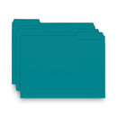Smead Interior File Folders, 1/3-Cut Tabs: Assorted, Letter Size, 0.75" Expansion, Teal, 100/Box