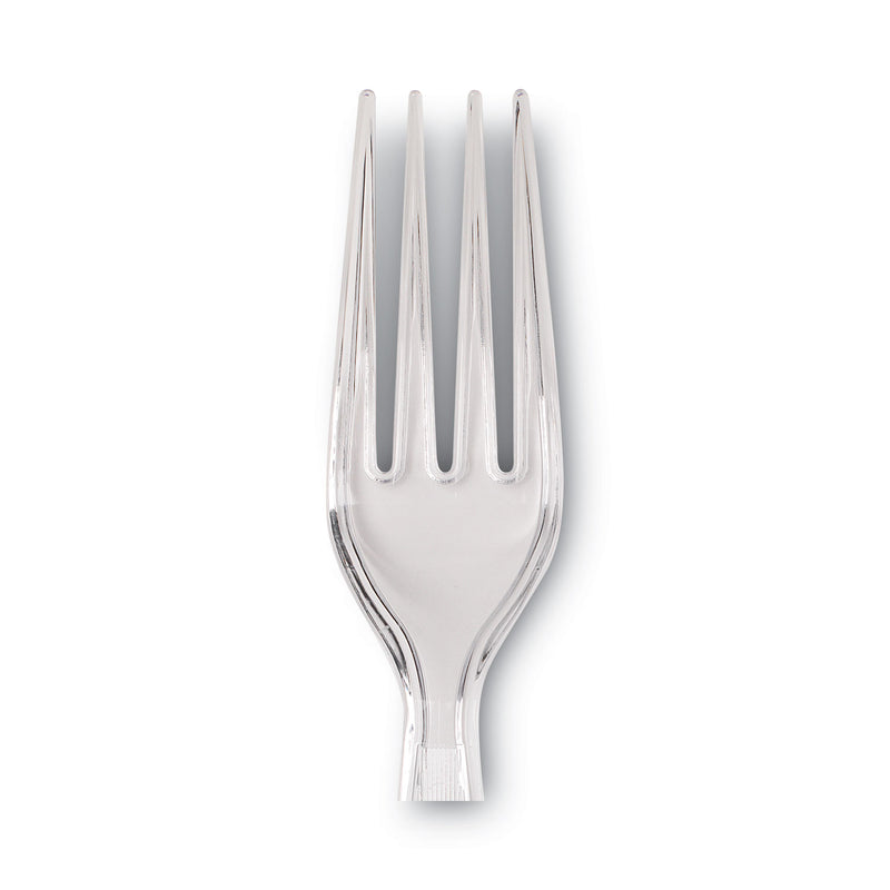 Dixie Plastic Cutlery, Forks, Heavyweight, Clear, 1,000/Carton