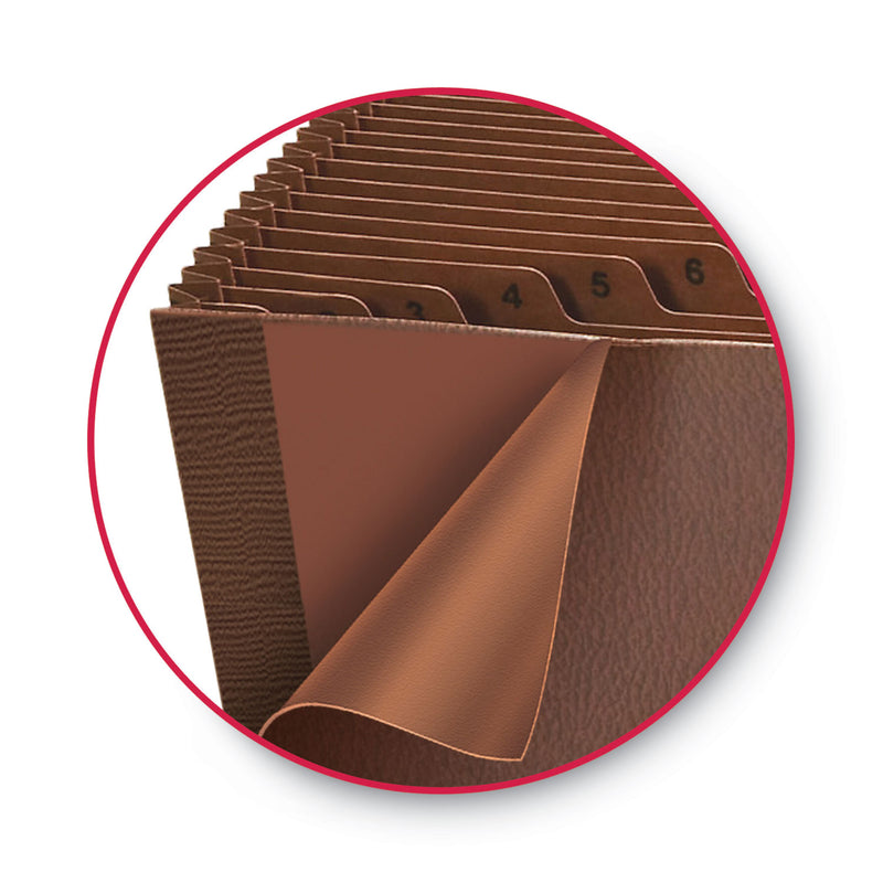 Smead TUFF Expanding Open-Top Stadium File, 31 Sections, 1/31-Cut Tabs, Letter Size, Redrope