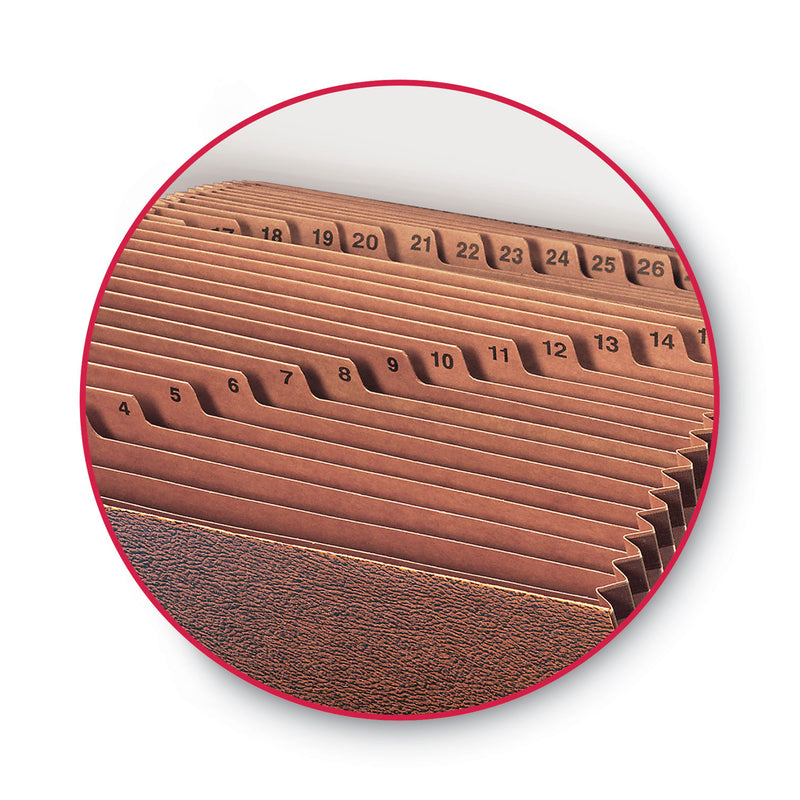 Smead TUFF Expanding Open-Top Stadium File, 31 Sections, 1/31-Cut Tabs, Letter Size, Redrope
