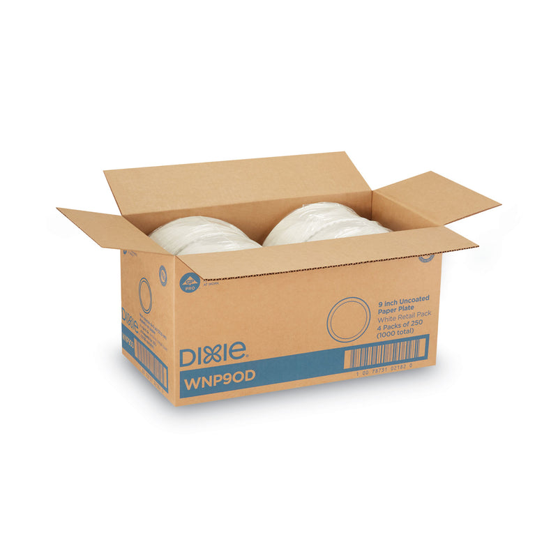 Dixie White Paper Plates, 9" dia, 250/Pack, 4 Packs/Carton