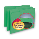 Smead Interior File Folders, 1/3-Cut Tabs: Assorted, Letter Size, 0.75" Expansion, Green, 100/Box
