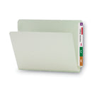 Smead Extra-Heavy Recycled Pressboard End Tab Folders, Straight Tabs, Letter Size, 1" Expansion, Gray-Green, 25/Box