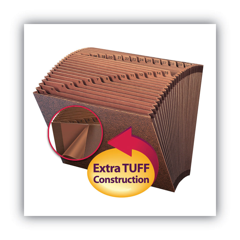 Smead TUFF Expanding Open-Top Stadium File, 31 Sections, 1/31-Cut Tabs, Letter Size, Redrope