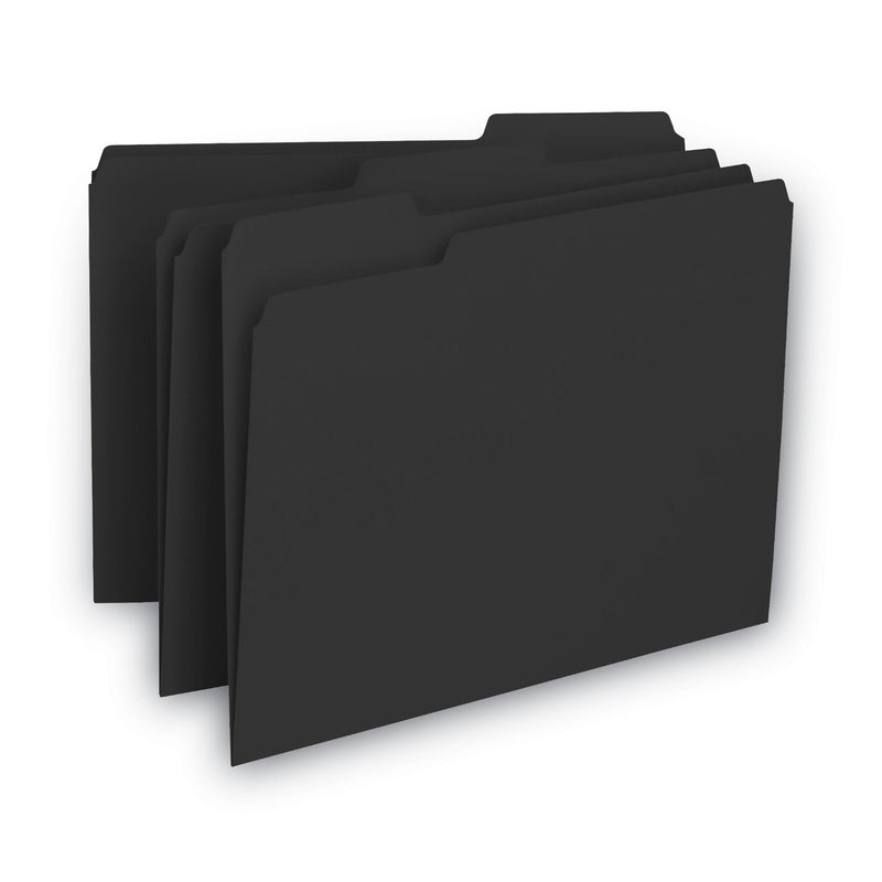 Smead Interior File Folders, 1/3-Cut Tabs: Assorted, Letter Size, 0.75" Expansion, Black/Gray, 100/Box