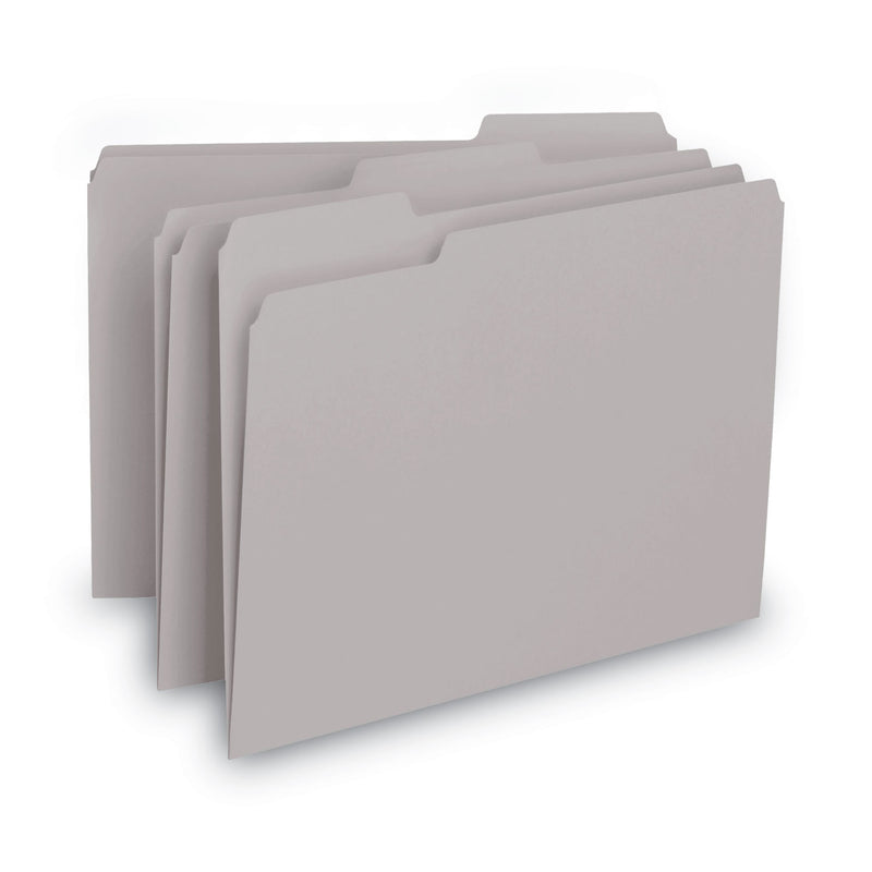 Smead Interior File Folders, 1/3-Cut Tabs: Assorted, Letter Size, 0.75" Expansion, Gray, 100/Box
