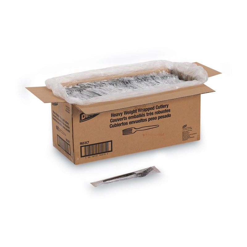 Dixie Individually Wrapped Heavyweight Forks, Polystyrene, Black, 1,000/Carton