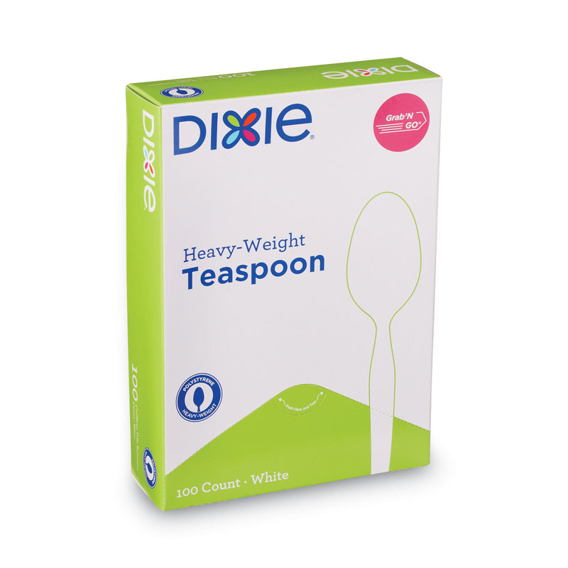 Dixie Plastic Cutlery, Heavyweight Teaspoons, White, 100/Box