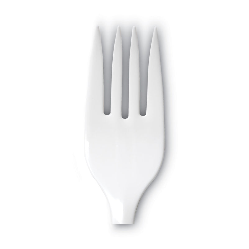 Dixie Plastic Cutlery, Mediumweight Forks, White, 1,000/Carton