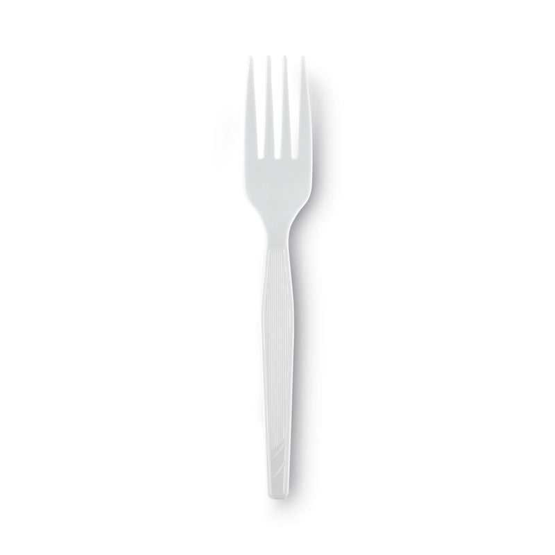 Dixie Plastic Cutlery, Heavy Mediumweight Forks, White, 1,000/Carton