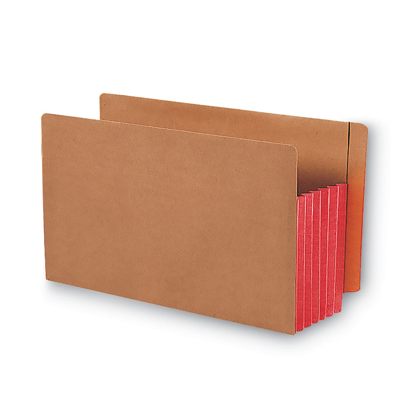 Smead Redrope Drop-Front End Tab File Pockets, Fully Lined 6.5" High Gussets, 5.25" Expansion, Legal Size, Redrope/Red, 10/Box