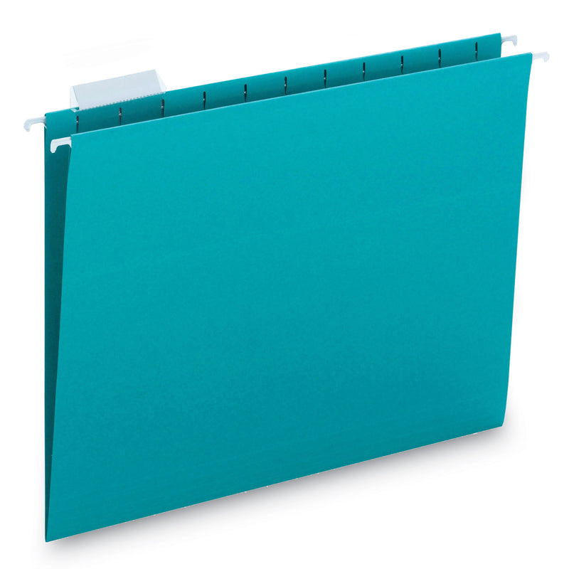 Smead Colored Hanging File Folders with 1/5 Cut Tabs, Letter Size, 1/5-Cut Tabs, Teal, 25/Box