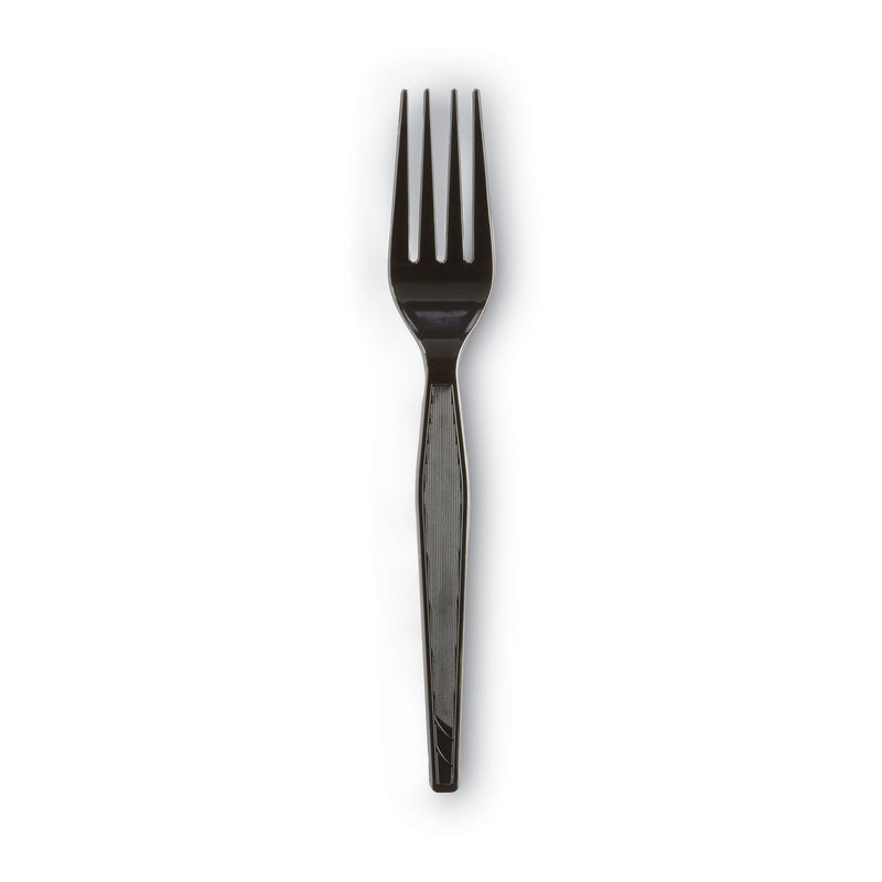 Dixie Plastic Cutlery, Heavyweight Forks, Black, 1,000/Carton