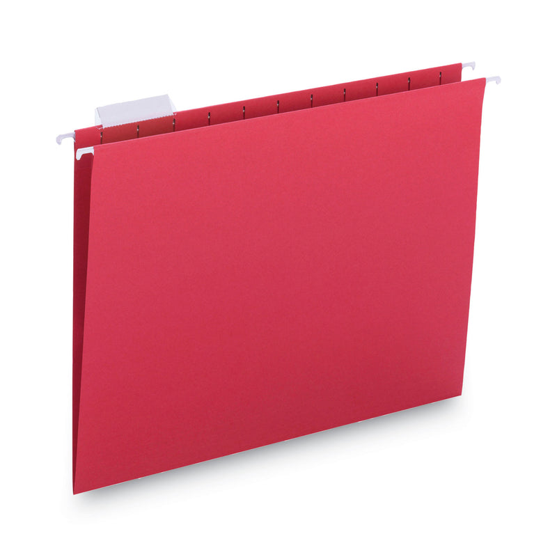 Smead Colored Hanging File Folders with 1/5 Cut Tabs, Letter Size, 1/5-Cut Tabs, Red, 25/Box