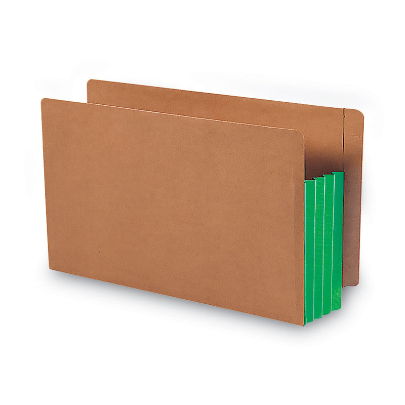 Smead Redrope Drop-Front End Tab File Pockets, Fully Lined 6.5" High Gussets, 3.5" Expansion, Legal Size, Redrope/Green, 10/Box
