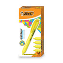 BIC Brite Liner Retractable Highlighter, Fluorescent Yellow Ink, Chisel Tip, Yellow/Black Barrel, Dozen