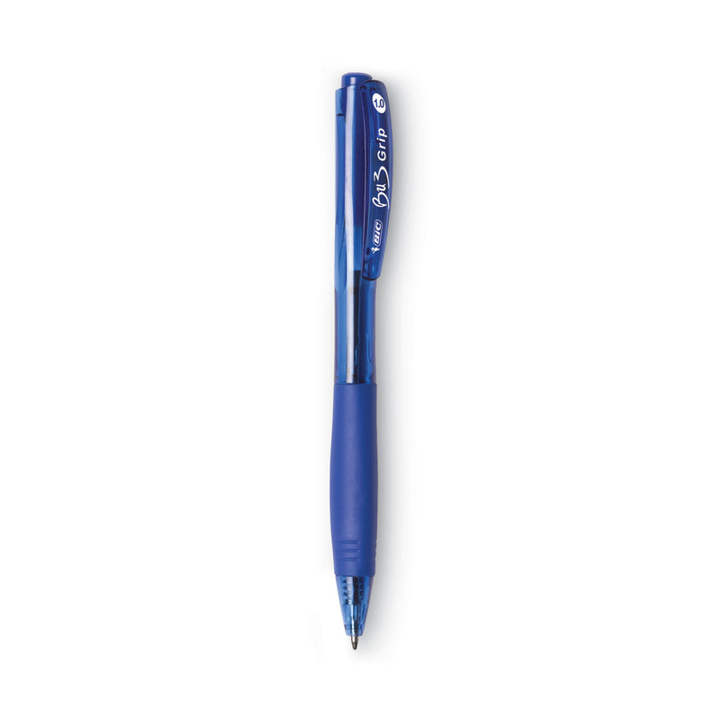 BIC BU3 Ballpoint Pen, Retractable, Bold 1 mm, Blue Ink, Blue Barrel, Dozen