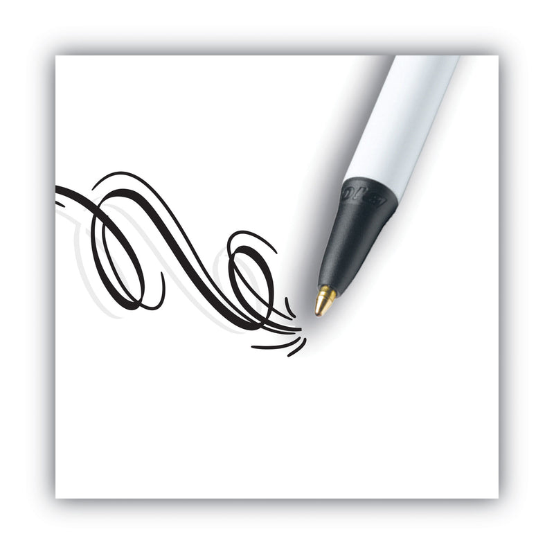 BIC Clic Stic Ballpoint Pen, Retractable, Medium 1 mm, Black Ink, White Barrel, Dozen