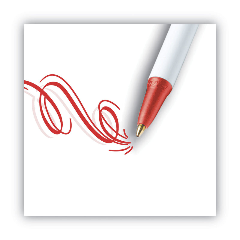 BIC Clic Stic Ballpoint Pen, Retractable, Medium 1 mm, Red Ink, White Barrel, Dozen