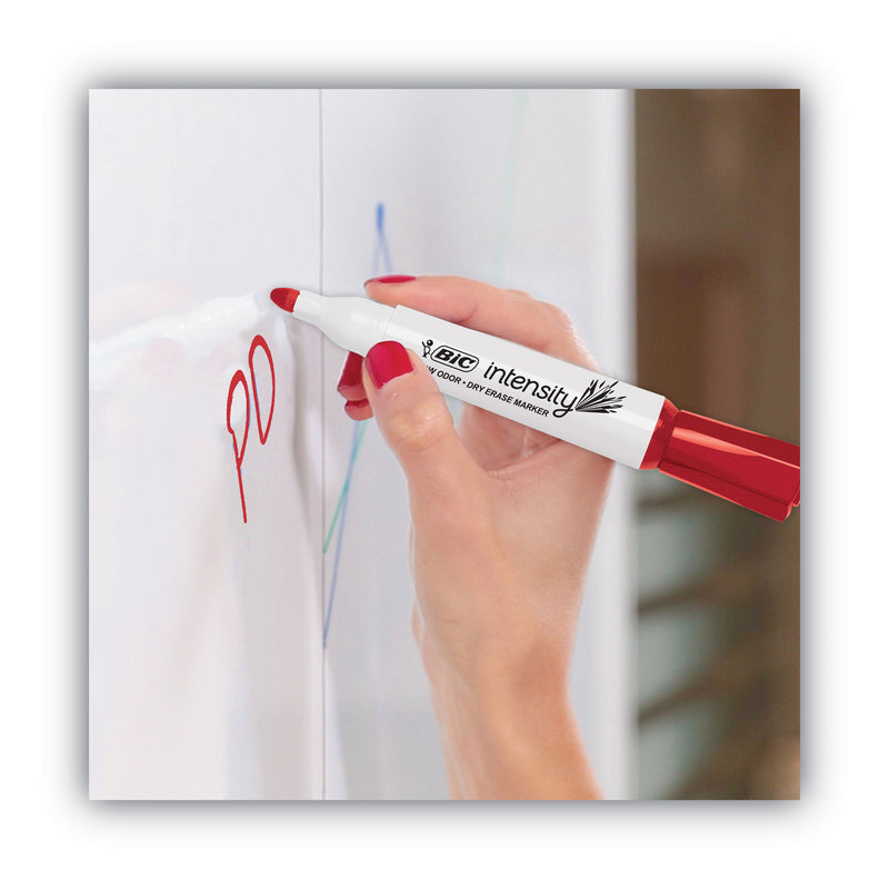 BIC Intensity Bold Tank-Style Dry Erase Marker, Broad Chisel Tip, Red, Dozen