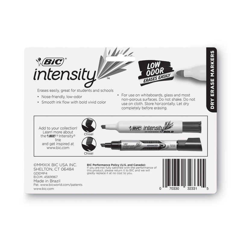BIC Intensity Bold Tank-Style Dry Erase Marker, Extra-Broad Bullet Tip, Assorted Colors, 4/Set