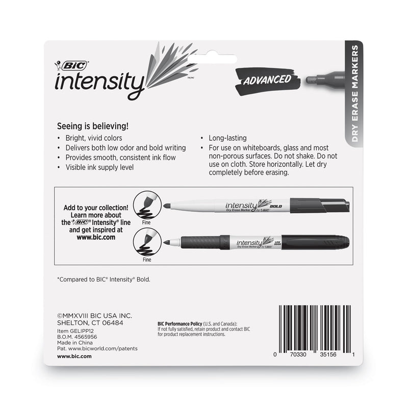 BIC Intensity Advanced Dry Erase Marker, Pocket-Style, Medium Bullet Tip, Assorted Colors, Dozen