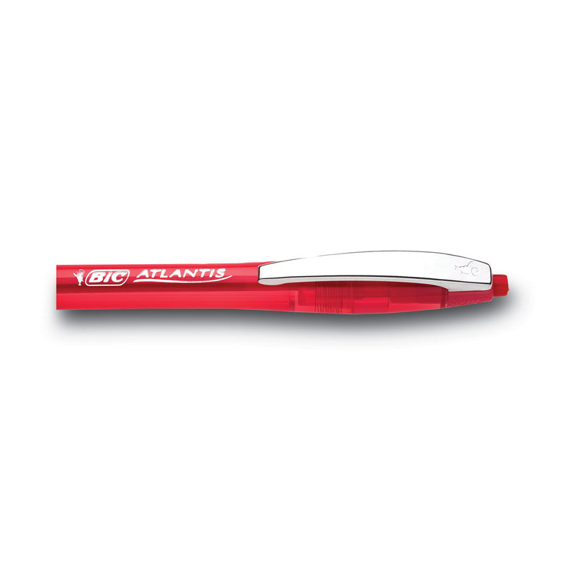 BIC GLIDE Ballpoint Pen, Retractable, Medium 1 mm, Red Ink, Red Barrel, Dozen