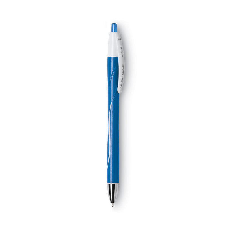 BIC GLIDE Exact Ballpoint Pen, Retractable, Fine 0.7 mm, Blue Ink, Blue Barrel, Dozen