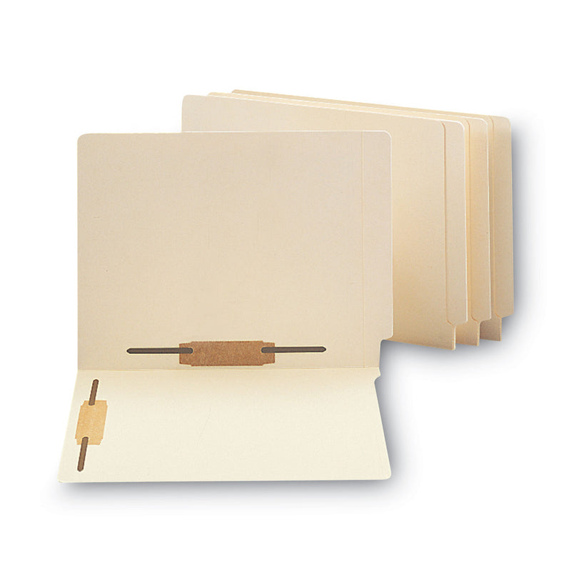 Smead Manila End Tab Fastener Folders with Reinforced Tabs, 11-pt Stock, 2 Fasteners, Letter Size, Manila Exterior, 50/Box