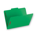 Smead WaterShed CutLess Reinforced Top Tab Fastener Folders, 2 Fasteners, Letter Size, Green Exterior, 50/Box