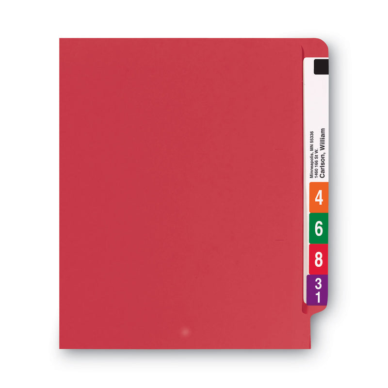 Smead Shelf-Master Reinforced End Tab Colored Folders, Straight Tabs, Letter Size, 0.75" Expansion, Red, 100/Box