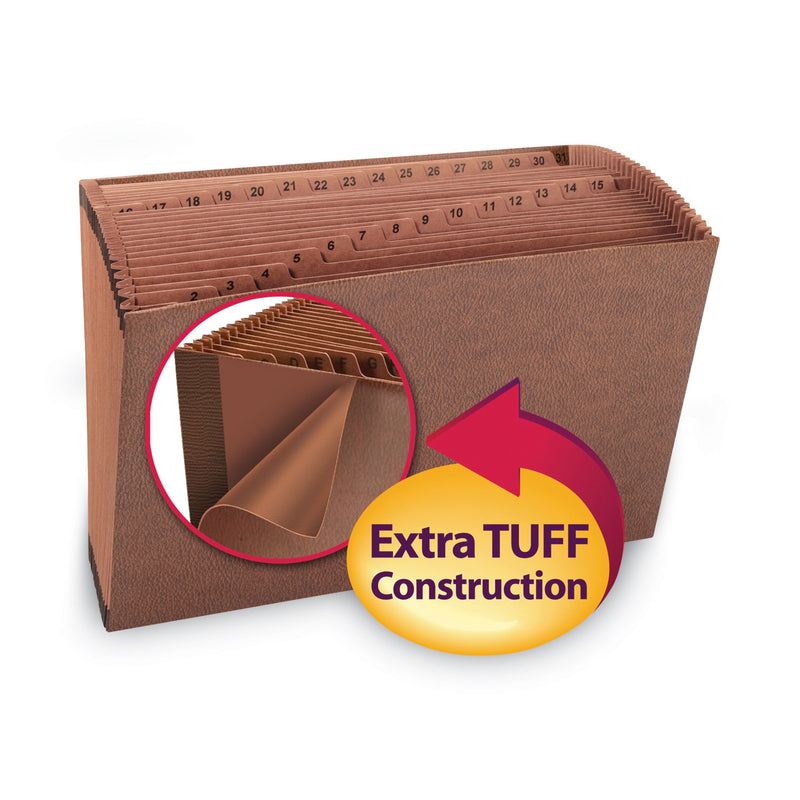Smead TUFF Expanding Open-Top Stadium File, 31 Sections, 1/31-Cut Tabs, Legal Size, Redrope