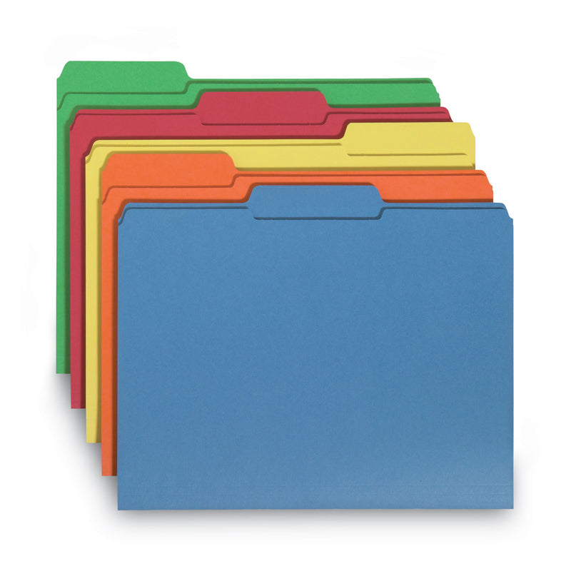 Smead Interior File Folders, 1/3-Cut Tabs: Assorted, Letter Size, 0.75" Expansion, Assorted Colors, 100/Box