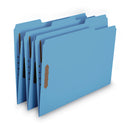 Smead WaterShed CutLess Reinforced Top Tab Fastener Folders, 2 Fasteners, Letter Size, Blue Exterior, 50/Box