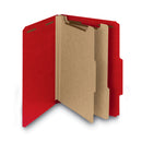 Smead 100% Recycled Pressboard Classification Folders, 2 Dividers, Letter Size, Bright Red, 10/Box