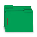 Smead WaterShed CutLess Reinforced Top Tab Fastener Folders, 2 Fasteners, Letter Size, Green Exterior, 50/Box